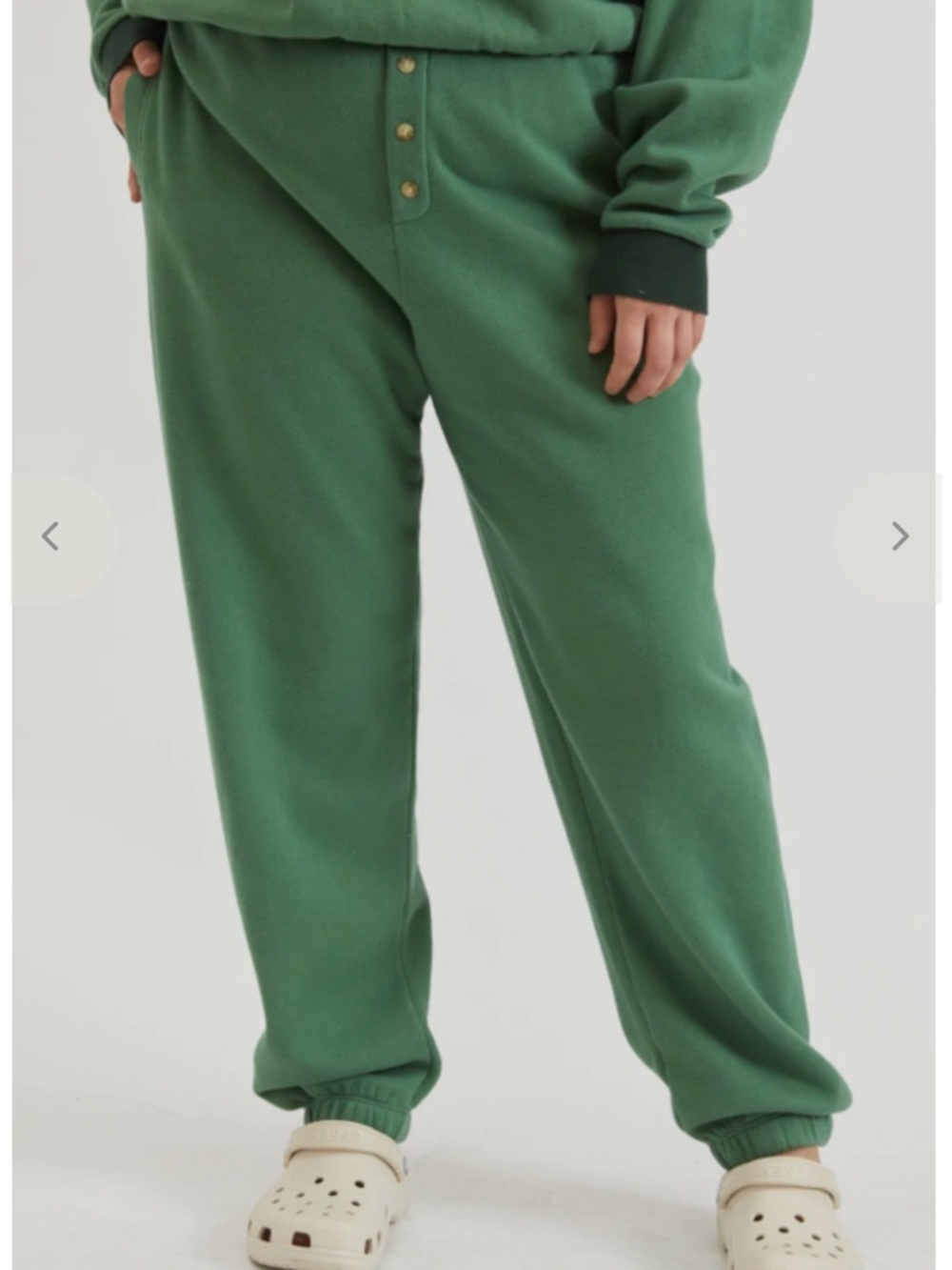 Donni Vintage Fleece Jogger Women’s Cozy Button-Front Joggers in Kelly Green XXL